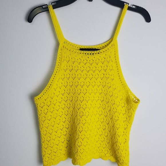 French Connection Yellow Crochet Tank Top XS - Picture 2 of 7